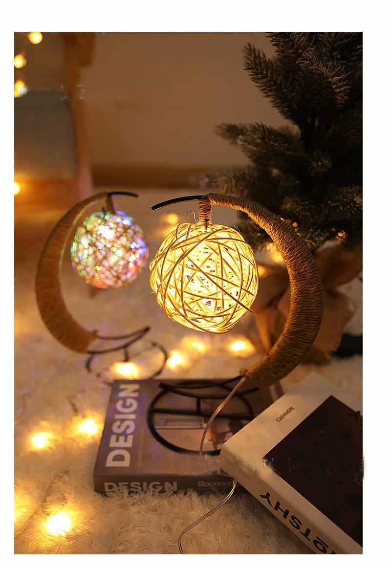 다크 초승달 라탄볼 LED무드등 인테리어 8,000원