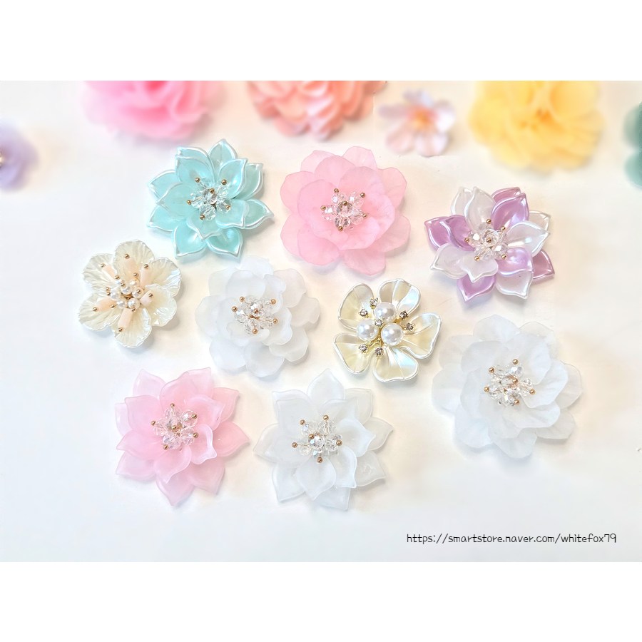 여우스토리 자개st 비즈모티브 배씨자개장식 비녀장식 뒷꽂이장식 리본공예재료 배씨재료 배씨장식 명절선물포장재료 용돈봉투장식 하양여우 15,000원