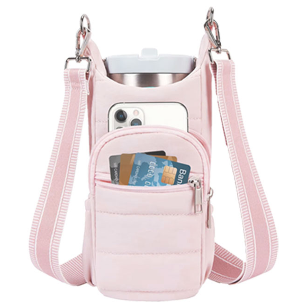 이중지퍼 패딩 텀블러 크로스백 가방, 1개, 핑크 11,500원