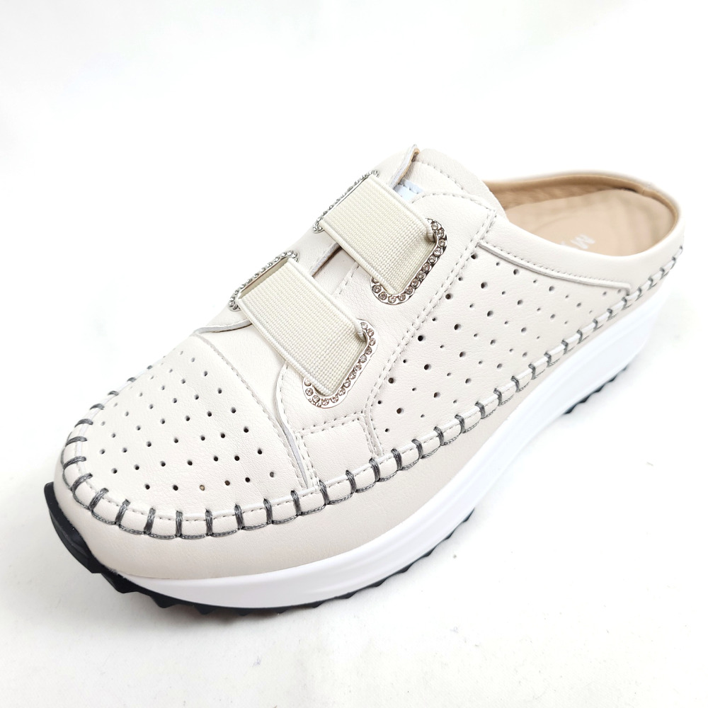 순이의신발장 소가죽 키높이 펀칭 발편한 통굽 푹신한 쿠션 여성 여름 슬리퍼 5cm 41,800원