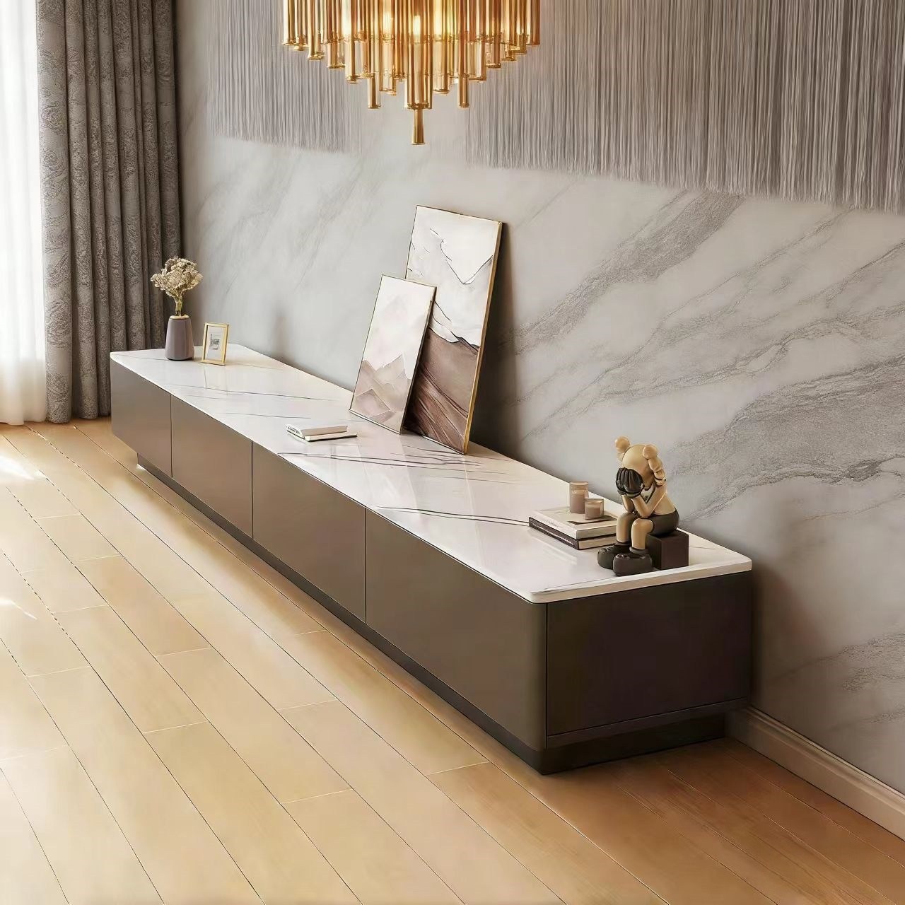 YAPOGI 모던 미니멀 가정용 거실 수납형 서랍형 대리석 무늬 TV장 모조 세라믹 가정용 거실장 82,000원