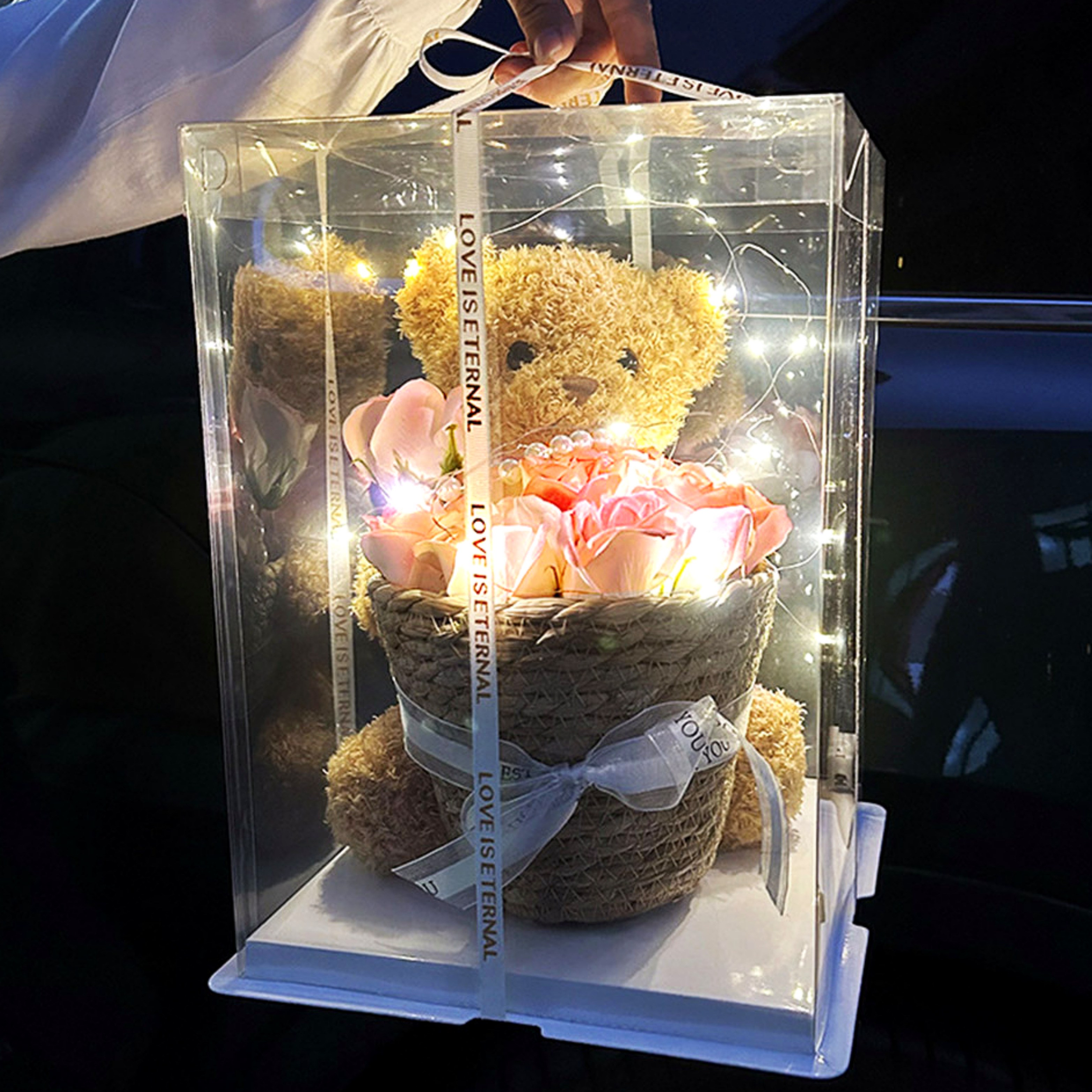 아르띠콜로 LED 곰인형 장미 꽃 바구니, 핑크, 1개 28,900원