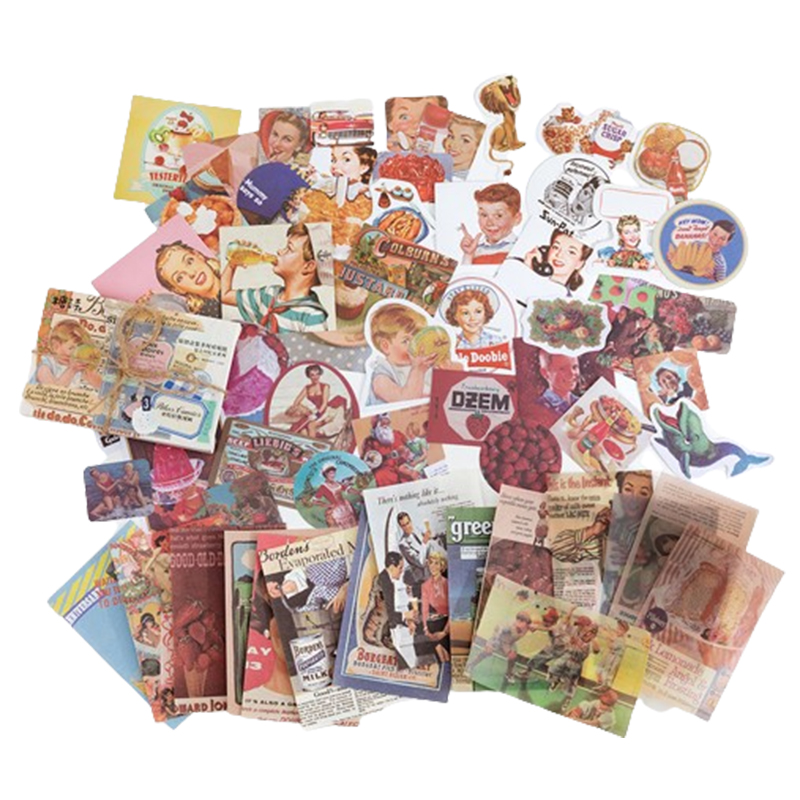 윰스 빈티지 배경지 메모지 다꾸 스티커 모음 60종 세트, 1세트, C 타입 7,900원