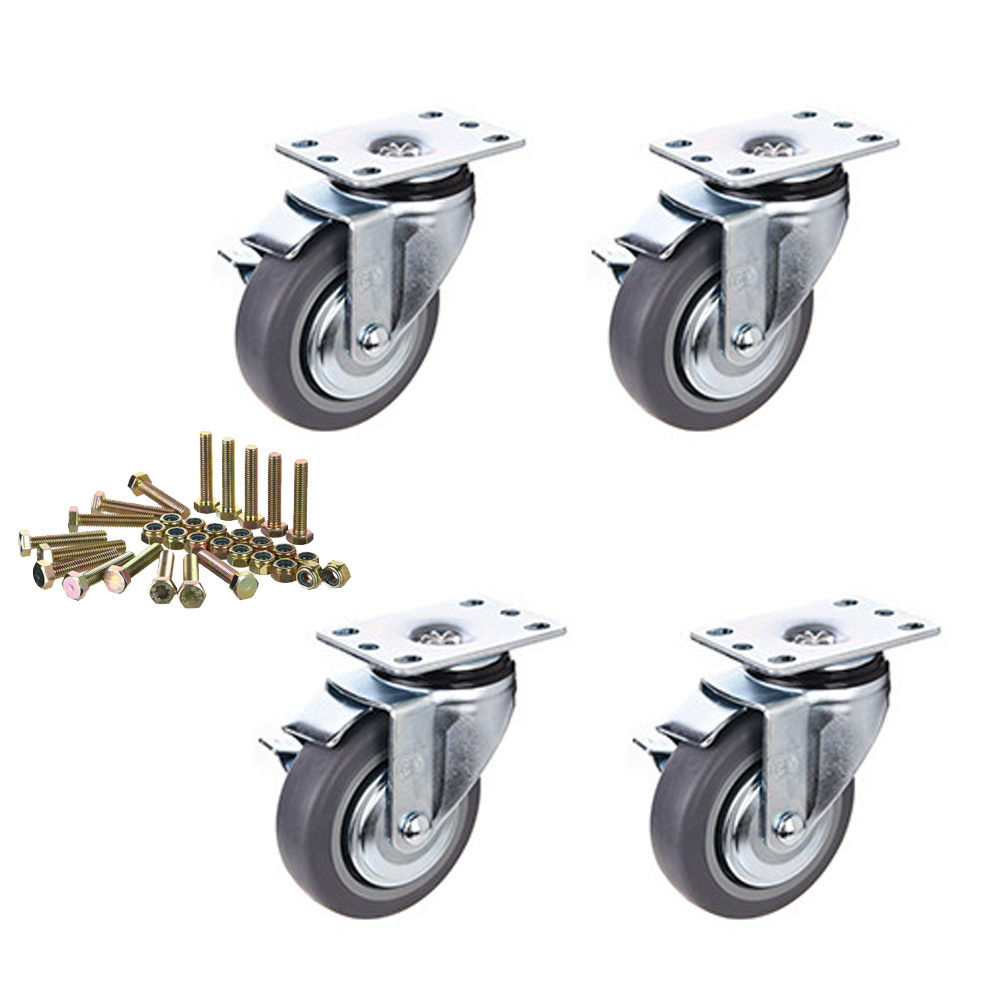 티렉스캐스터 우레탄 저소음 고탄성 스마트 3인치 4인치 5인치 회전 브레이크 캐스터 바퀴 4개+조립볼트 16개+나일론너트 16개 26,300원