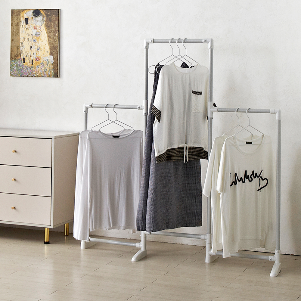 업그레이드 국내생산 공간활용 틈새 스탠드형 이음이 3단 접이식 행거, 아이보리 39,800원