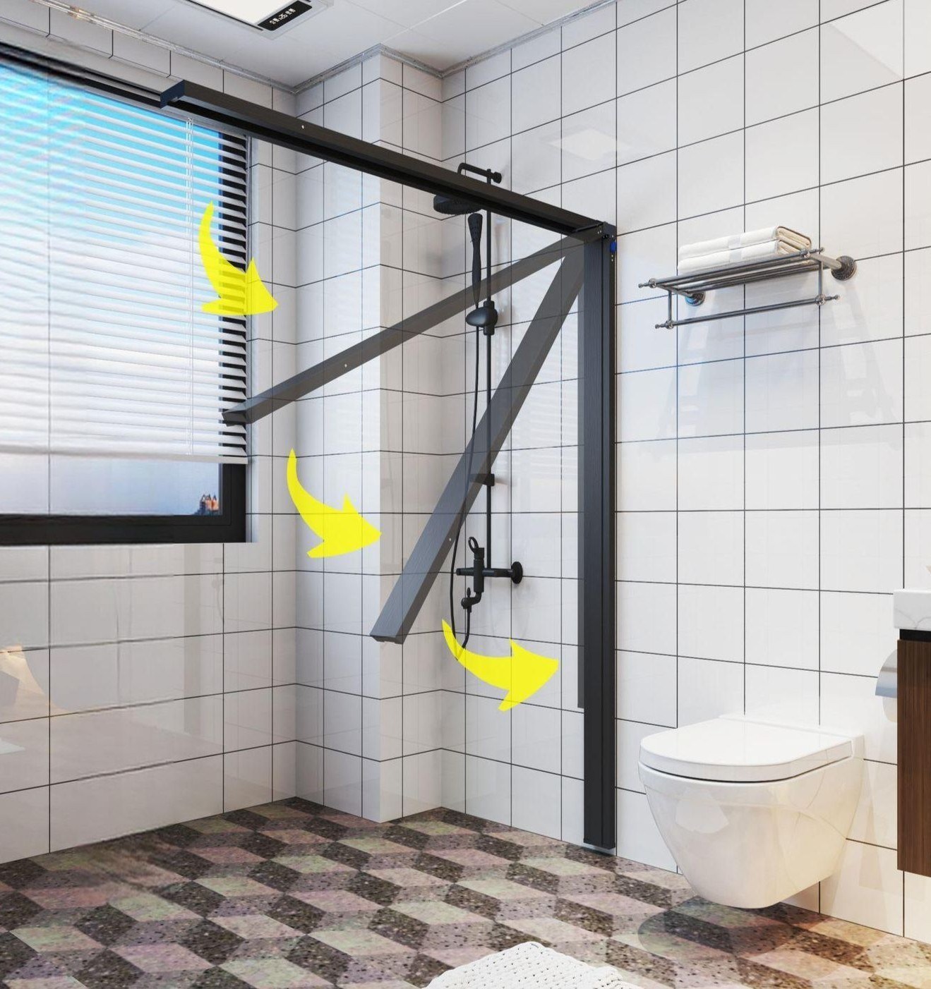 무타공 접이식 샤워커튼 욕실 샤워부스 커튼 가림막 174,000원