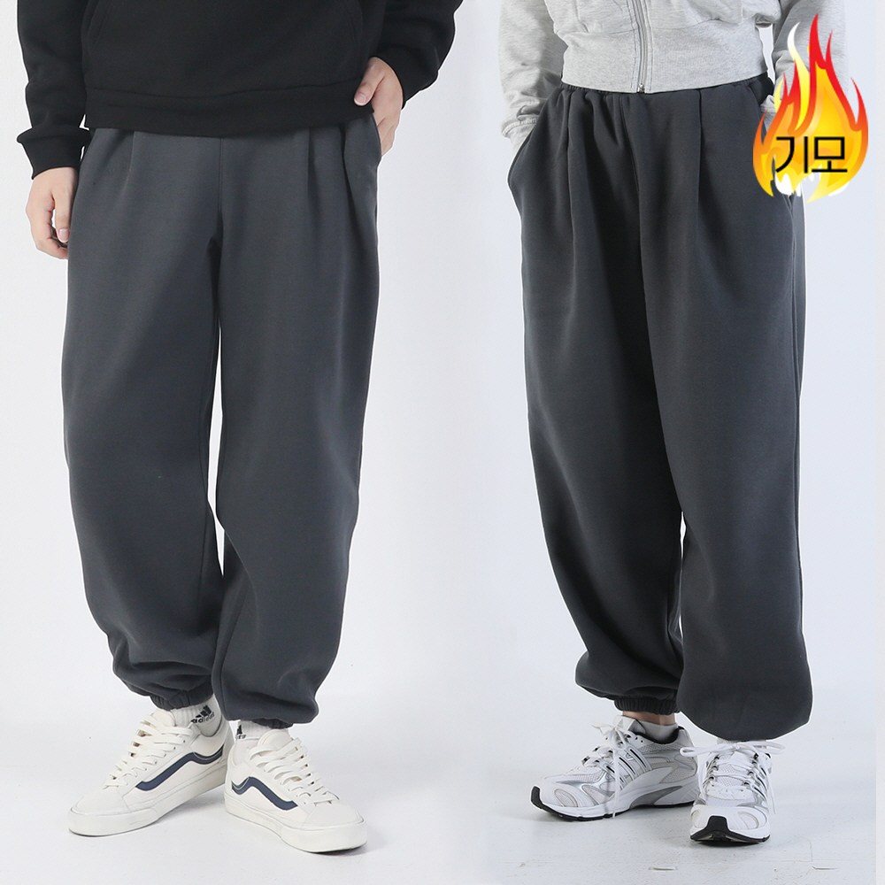 아우라큐 원턱 와이드밴딩조거팬츠 기모 쭈리 밴딩팬츠 소세지바지 빅사이즈 남여공용 19,900원