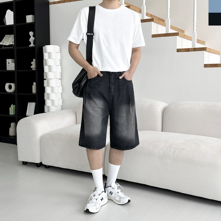 HSSM 버뮤다 남자 데님 앞핀턱 뒷밴딩 반바지 5102 31,680원