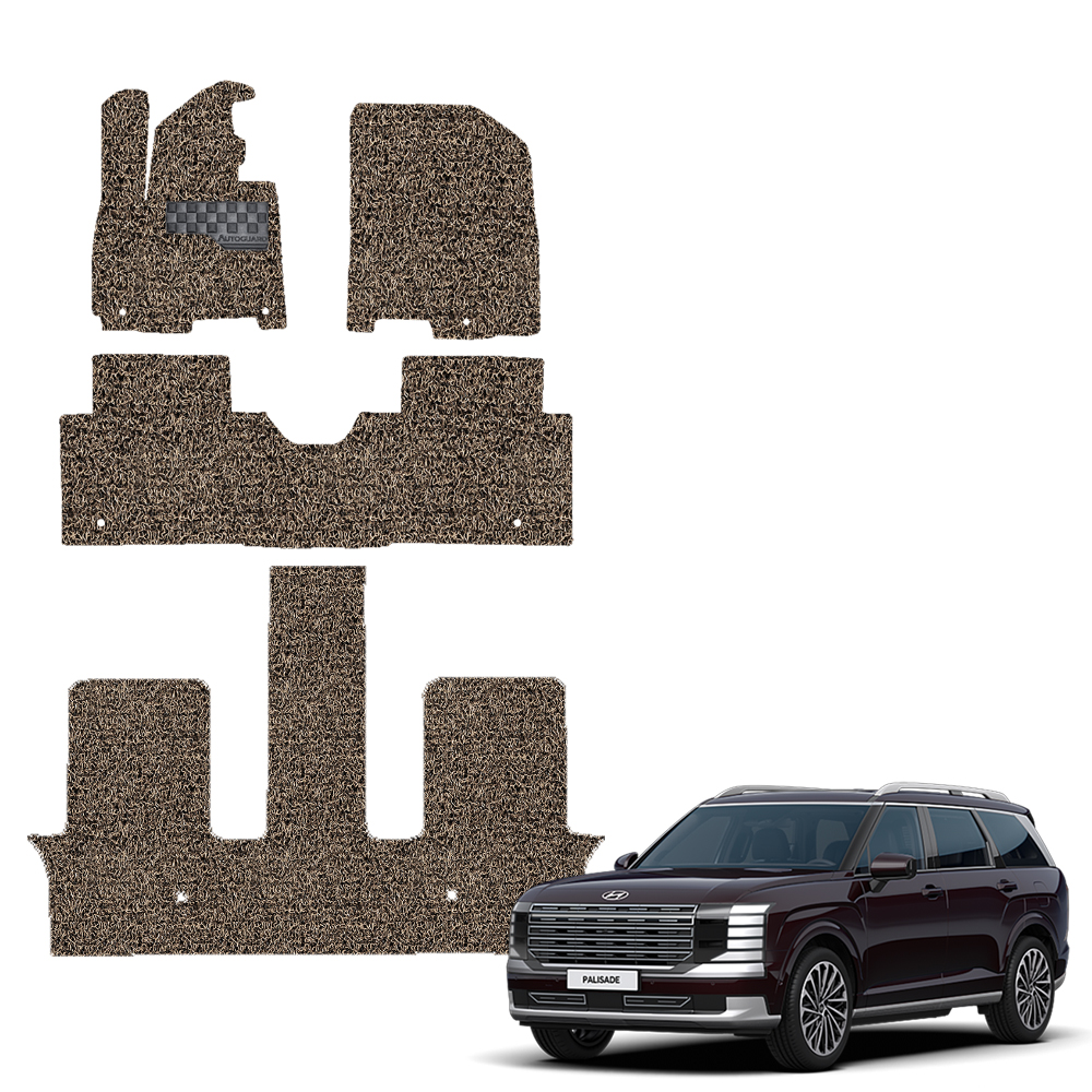 오토가드 체커보드 와이드 발판 1+2+3열 확장형 자동차 코일매트, 브라운, 디올뉴팰리세이드 7인승 하이브리드 2025년 3월~ 74,000원