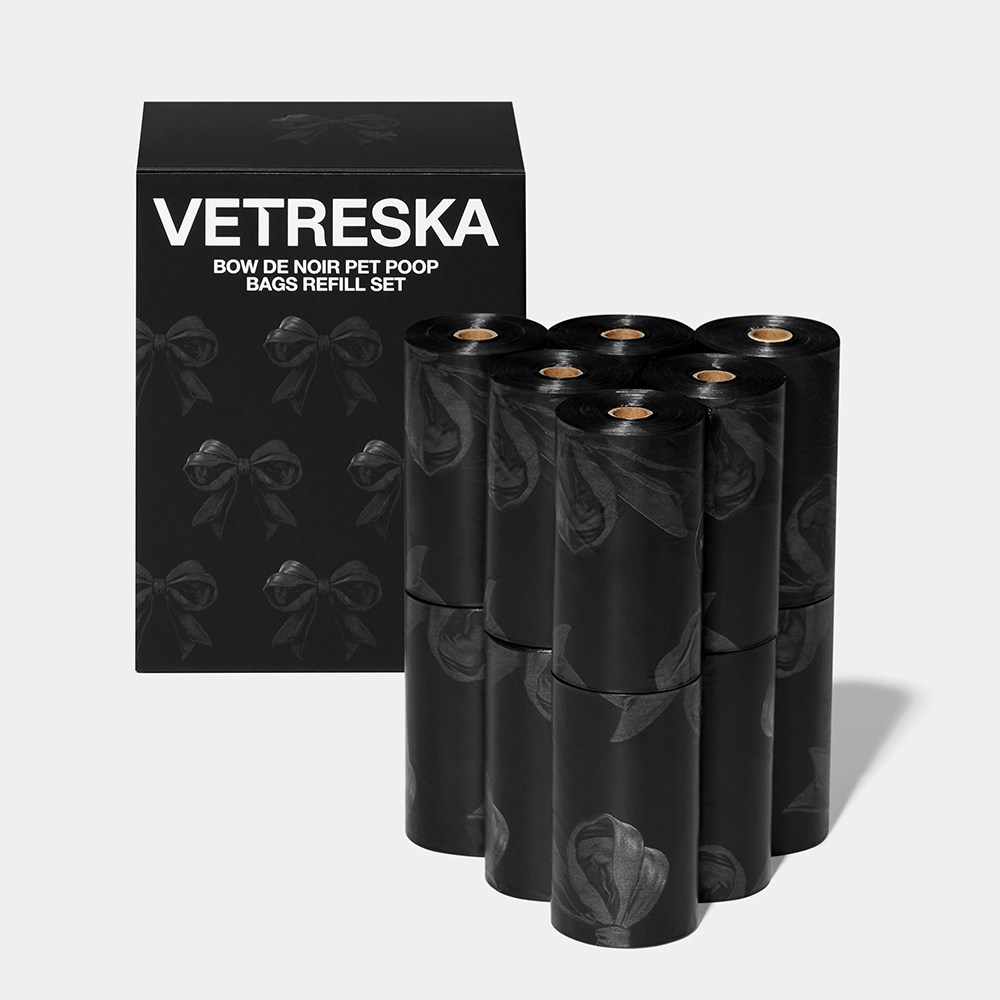 VETRESKA 블랙리본 강아지 향기나는 배변봉투 풉백 디스펜서 세트(로즈&허니향), 1개, 1개입, 풉백12롤 (디스펜서 없이) 13,000원