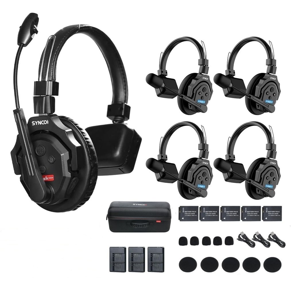 SYNCO XTALK X 무선 인터컴 헤드셋 시스템 2.4GHz 1148피트/350m 장거리 실시간 모니터링 통신 헤드셋 (라이브 쇼, 무대 공연, 영화 촬영용), X5/5 PCS 544,800원