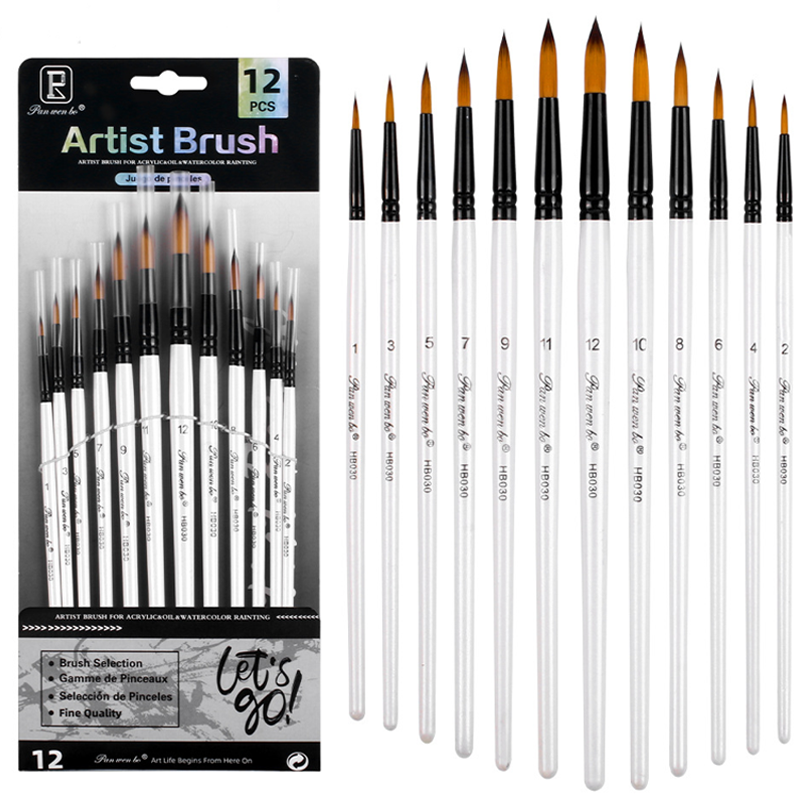 Panwenbo 수채화 그림 둥근붓 12종 세트, 1세트, 1호, 3호, 5호, 7호, 9호, 11호, 12호, 10호, 8호, 6호, 4호, 2호 11,000원