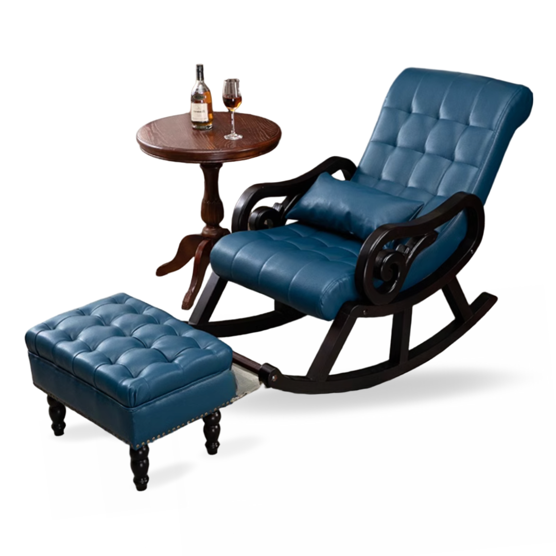 이센시아 엔틱 흔들의자 흔들쇼파 무중력 가죽흔들의자 스툴포함, 로얄블루  + 스툴, 1개 480,000원