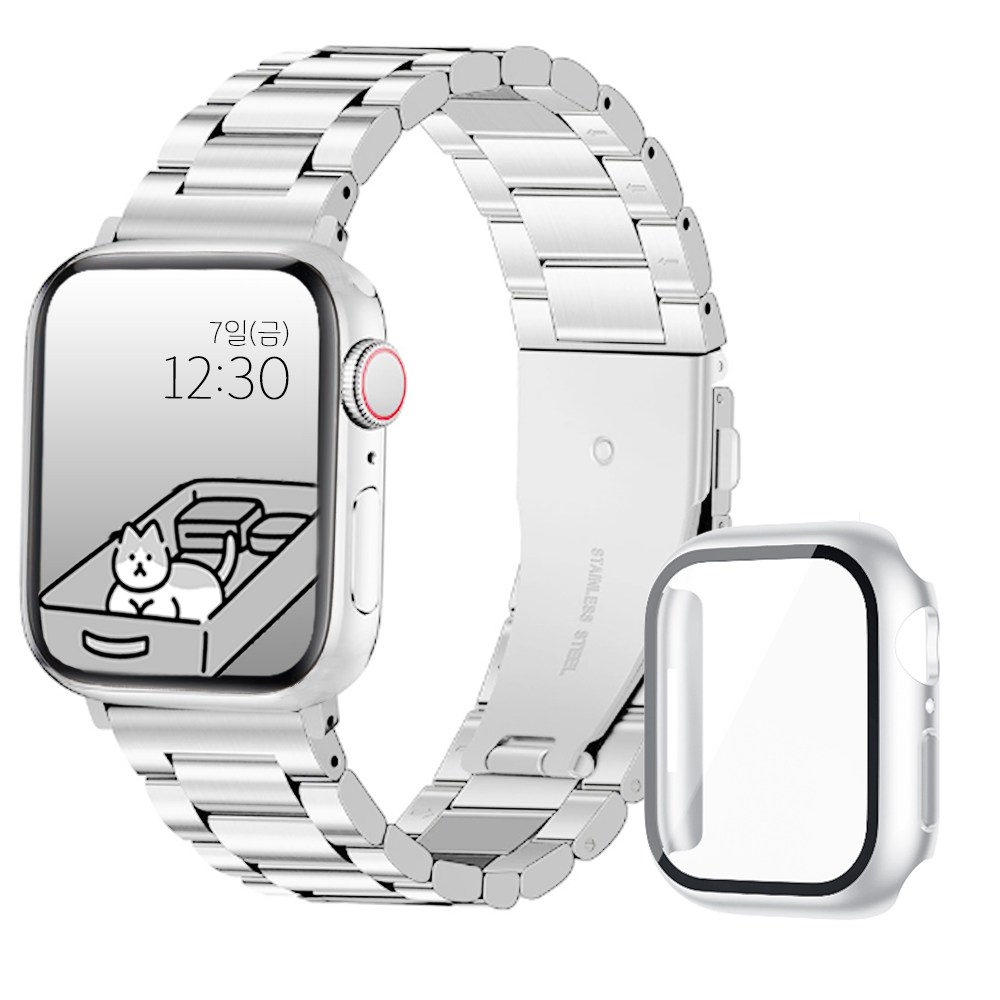 아이비온 애플워치 메탈 스트랩 40 44 + 풀커버 케이스 세트 13,900원