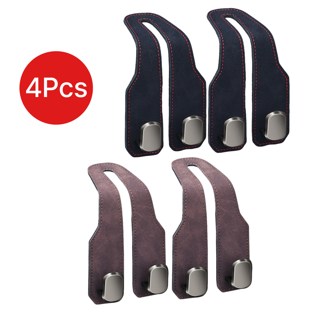 듀얼후크 자동차 후크걸이 헤드레스트 고리 걸쇄 인조 스웨이드+합금 후크행거 휴대폰거치 가방 봉지, 2블랙+2브라운, 4개 17,420원