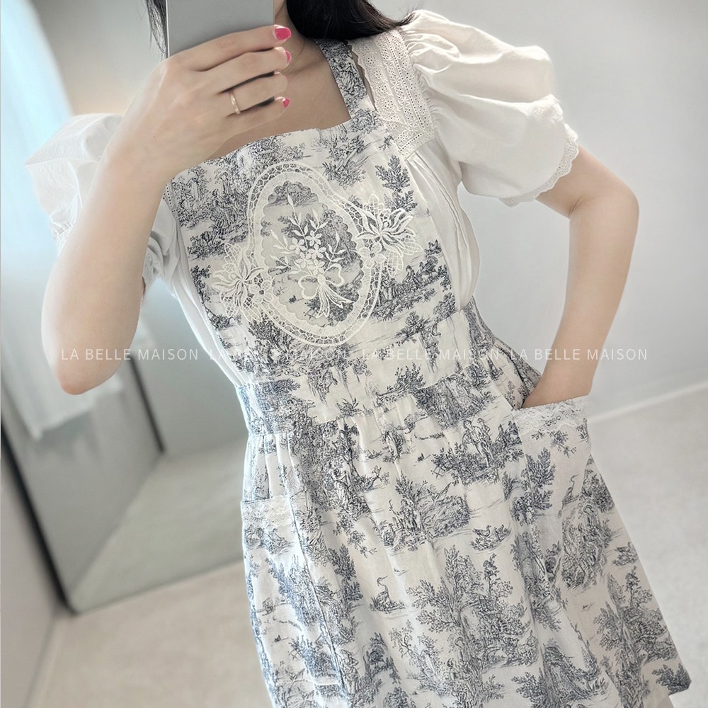 프렌치 뜨왈 에이프런 (미니기장) 원피스 앞치마 플로리스트 어린이집 공방 카페 장금이 에이프런, 블루, 1개 39,500원