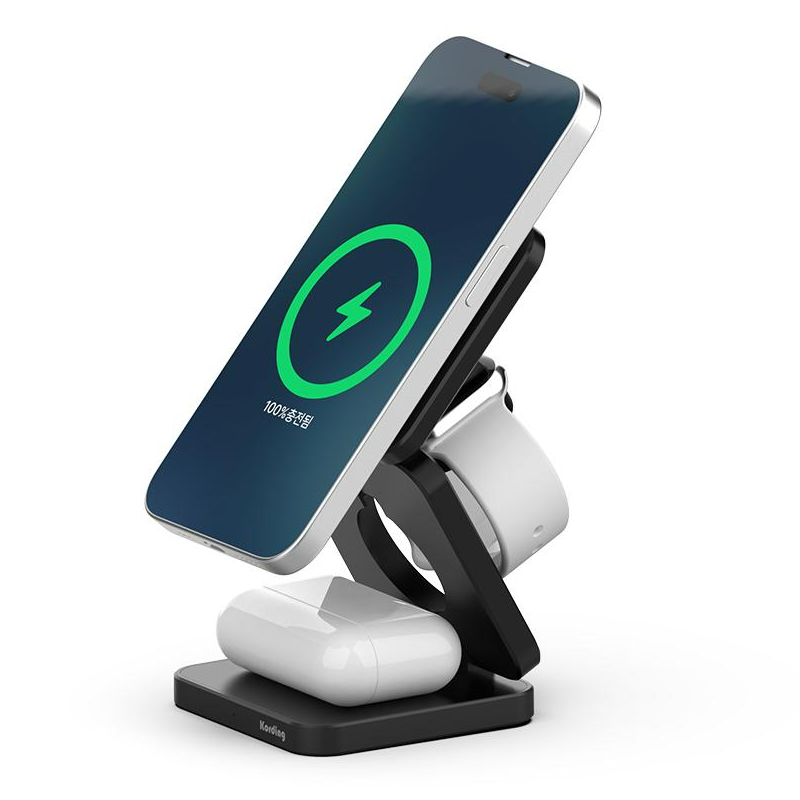 코딩 맥폴딩3in1 아이폰 애플 워치 갤럭시 호환 접이식 고속무선 맥세이프 충전기 KMFC31, 1개, 04. 블랙 39,900원