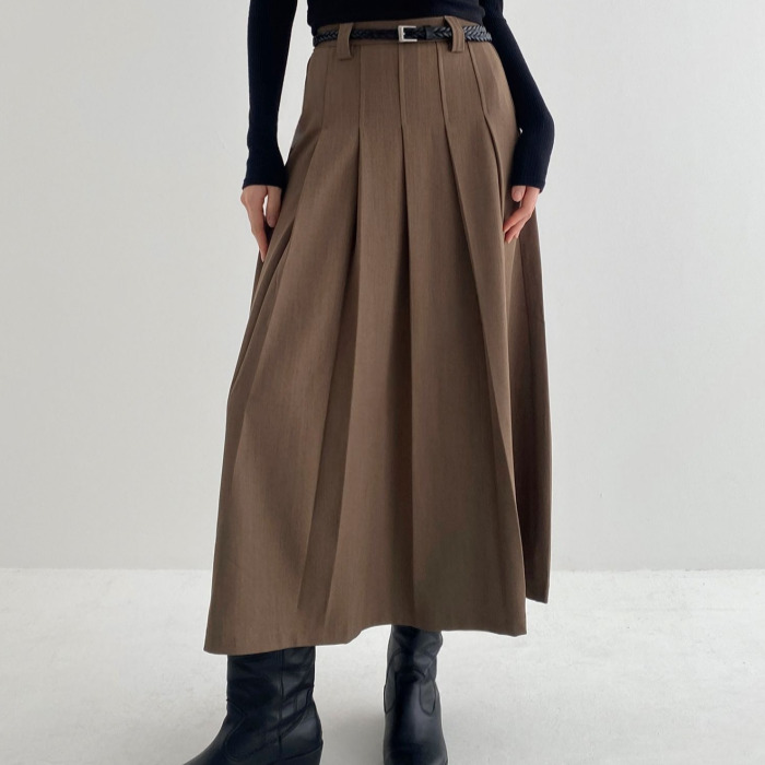 라라온 플리츠 롱 뒷밴딩 치마 TSP3018 32,900원