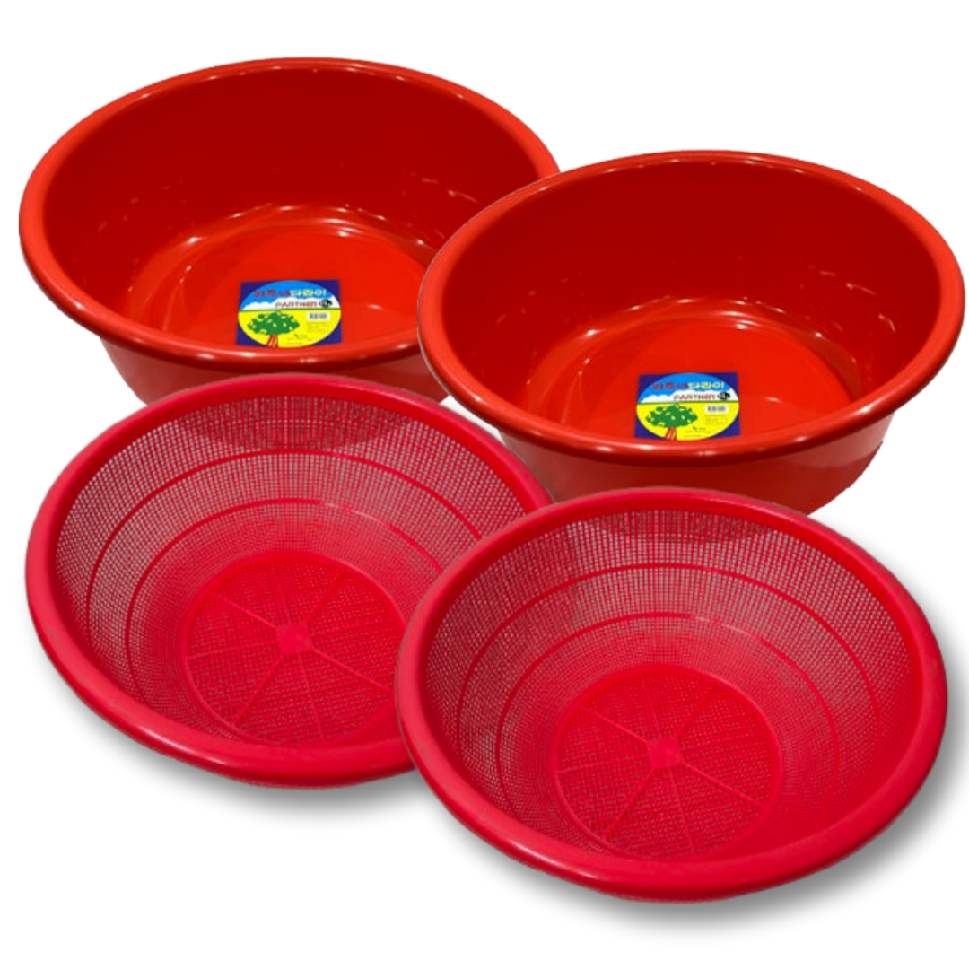 나코 김장다라이 세트 김장대야 김치 플라스틱채반 원형 소쿠리 대형 다라이, 1세트, 빨간색 44,900원