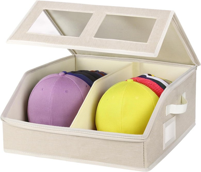 야구 모자 보관함용 RZMAYIS 보관함 - 최대 24캡까지 보관 가능 골판지가 있는 옷장 쌓이식 상자용 정리함 가정용 손잡이가 2개 방진 베이지 1팩 39,270원