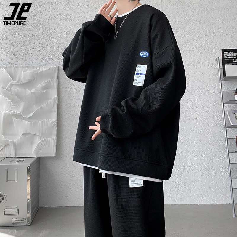 TIMEPURE 남성 빅사이즈 후드티+트레이닝팬츠 상하세트 와플무늬 캐주얼 트레이닝복 남성 후드티세트 32,880원