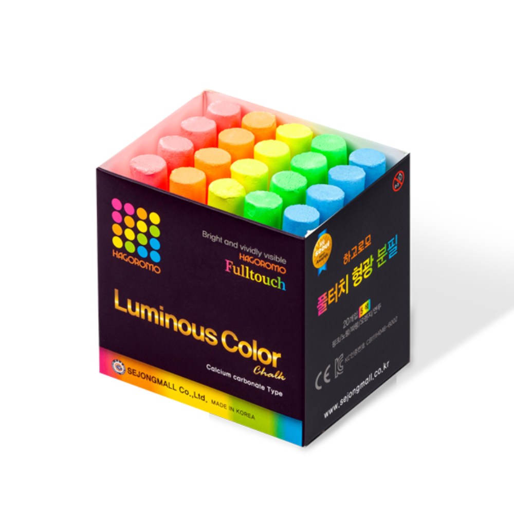 하고로모 풀터치 탄산 형광 분필 5색 혼합 20본, 단품, 20개입 17,300원