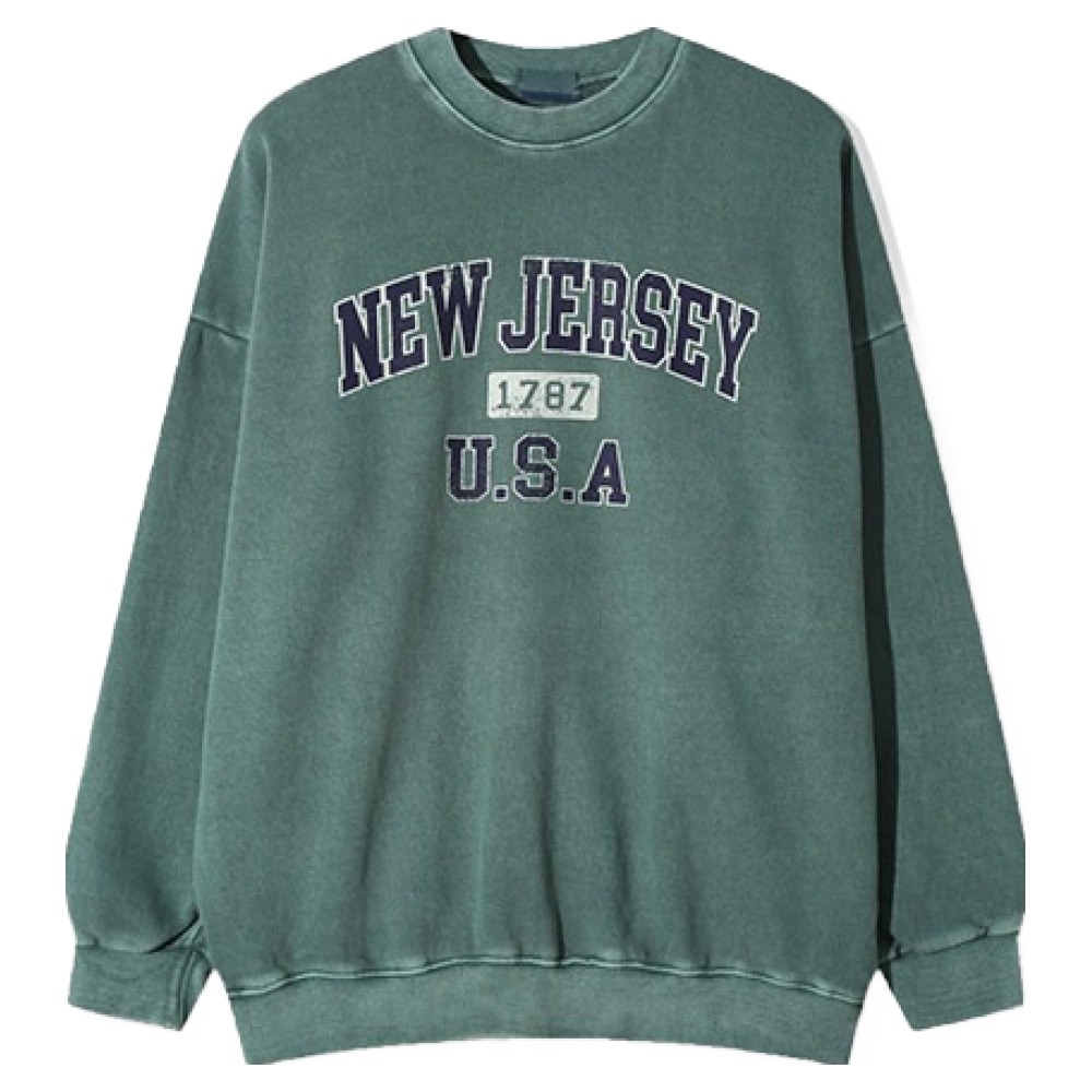 빅이지 남성용 오버핏 뉴저지 피그먼트 맨투맨 50,600원