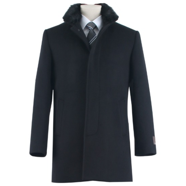 울 캐시미어 혼방 에리퍼 블랙 하프코트 BHC415546 285,000원