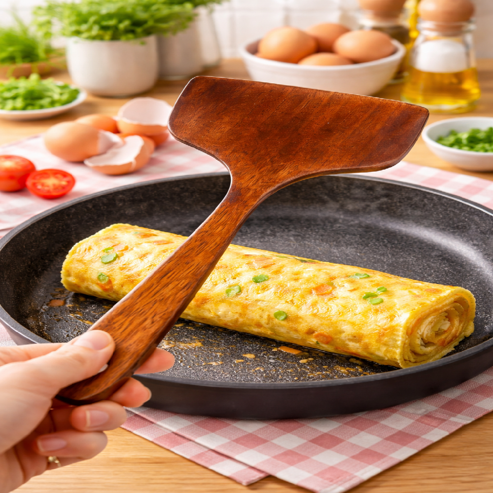 hura2 뜨끈뜨끈 계란말이 옻칠 뒤집개, 1개, 옻칠나무색 14,900원