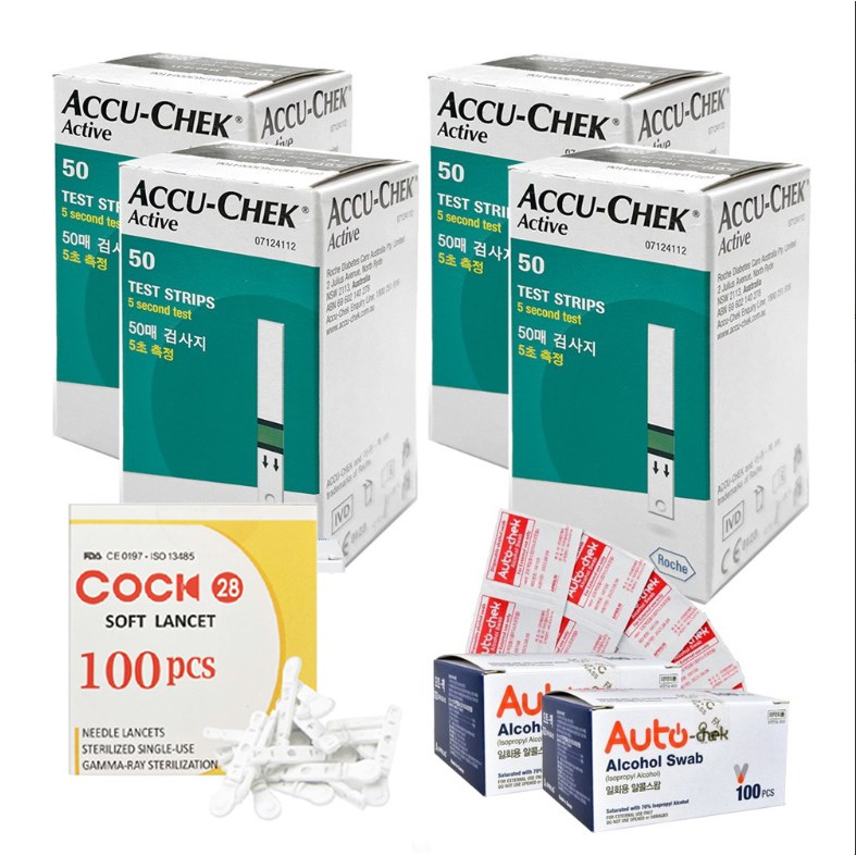 로슈 아큐첵 액티브 혈당시험지 200개입 + 란셋 200개 + 알콜솜 200개 세트, 200개입, 1세트 49,900원