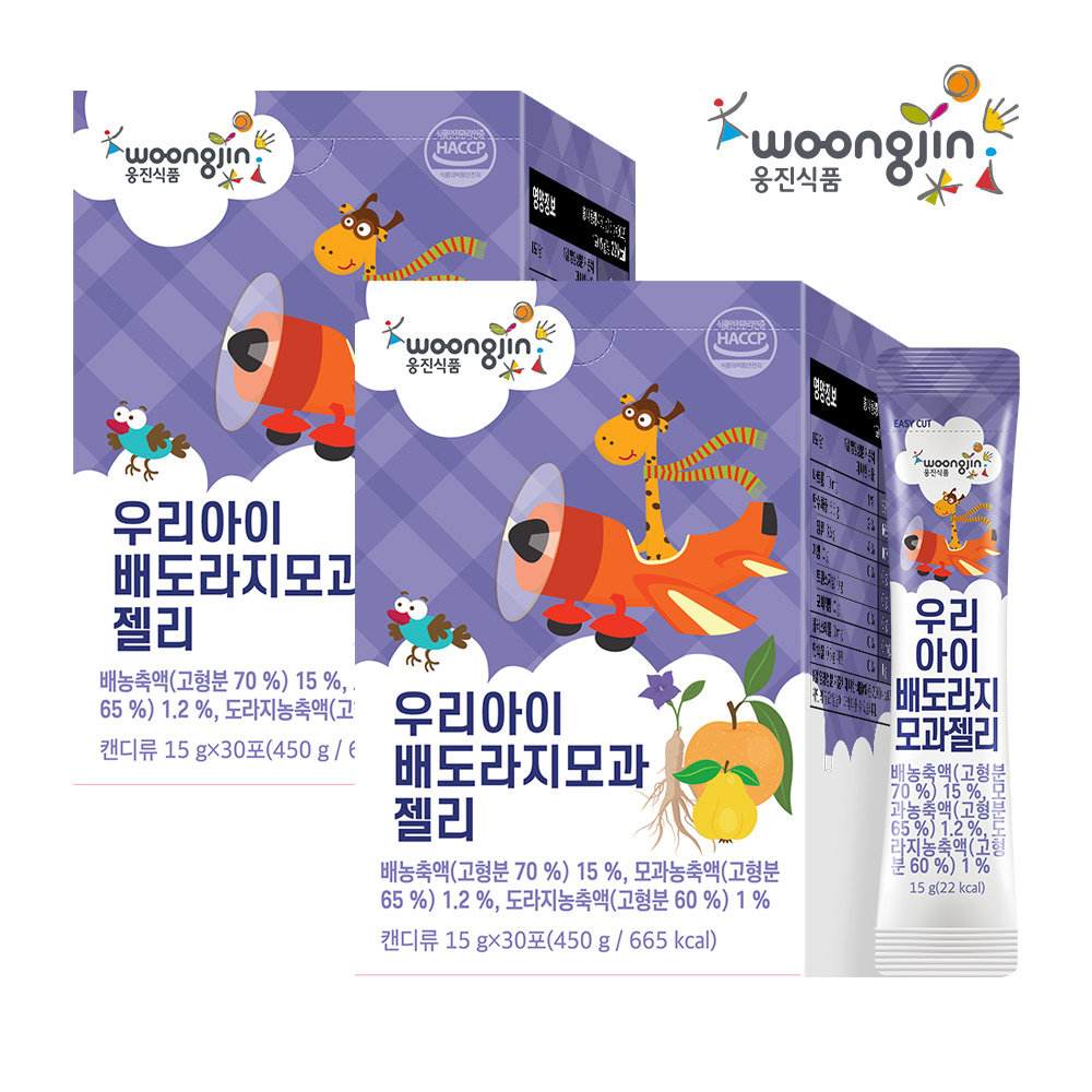 웅진 우리 아이 유기농 배 도라지 모과 젤리 30포 아기 배도라지즙100, 450g, 2개 38,900원