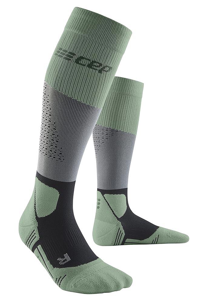 [미국수입정품] CEP 여성용 긴 하이킹 양말 - 맥스 쿠션 메리노 울 니하이 아웃도어 트레일 압박 양말, 그레이/민트 202468 70,600원