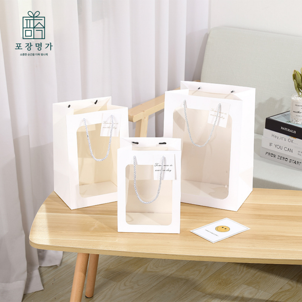 포장명가 투명창 꽃다발 윈도우쇼핑백 20P + 감사택 20P 9,900원