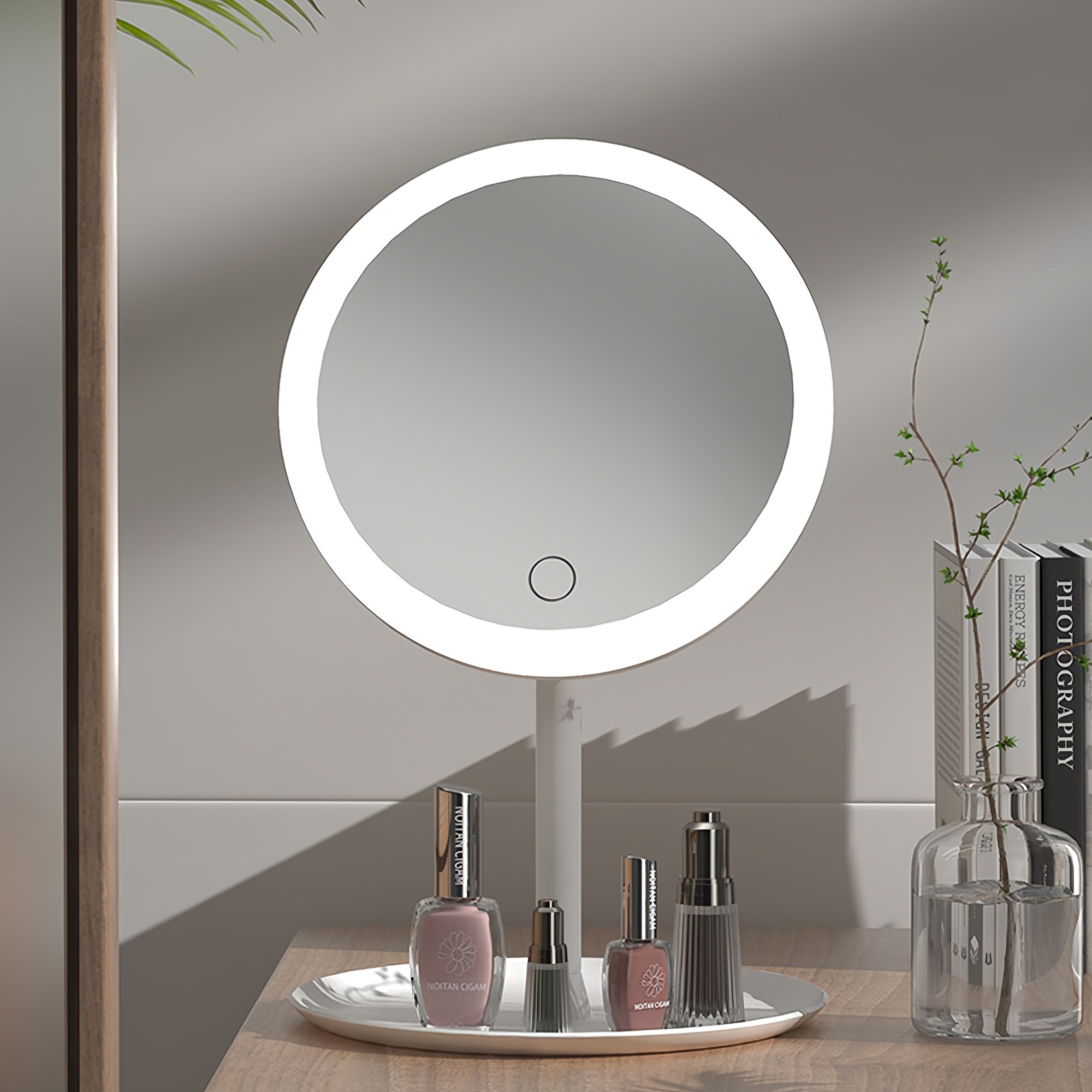 LED 원형거울 탁상 조명 스마트 터치 화장대 터치스크린 미러 미러링등 메이크업 투톤조명 화장실 욕실 인테리어 10,900원