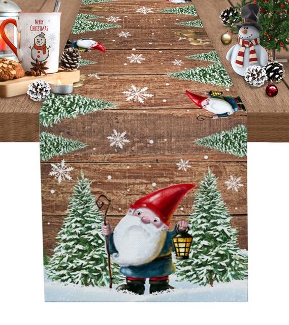 크리스마스 식탁보 홈카페 파티 테이블보 트리 눈사람 눈송이 웨딩 장식 커피 테이블 장식, 주방 러너, 없음, 81.33 x 274cm - LXM11868, 1개 40,600원