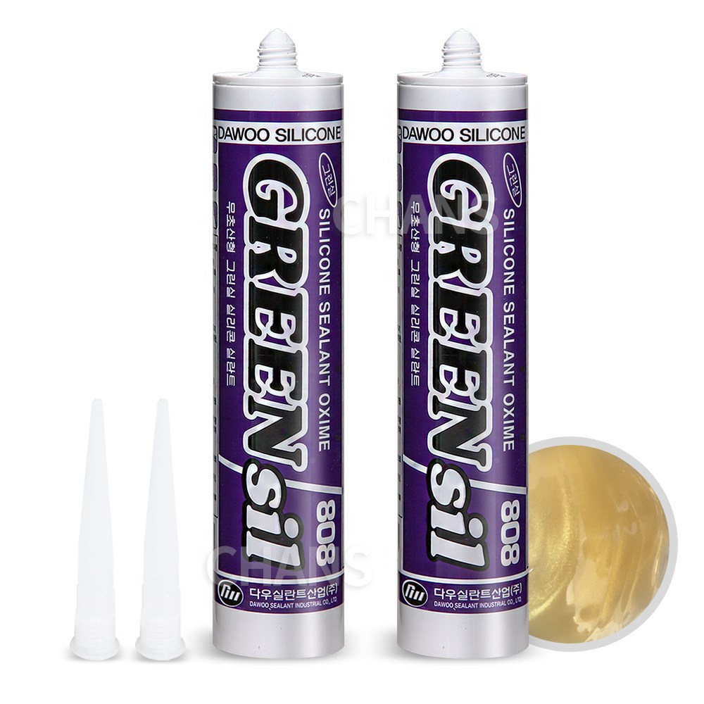 무초산형 실리콘 골드 금색 1세트 노즐포함 샷시 건축물 유리 글레이징 창호 실링 금색실리콘 10,750원