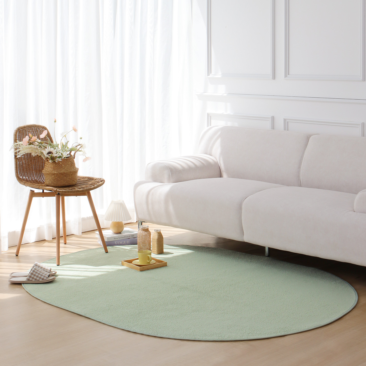 레시앙뜨 파스텔 타원형 단모 카페트 26,260원