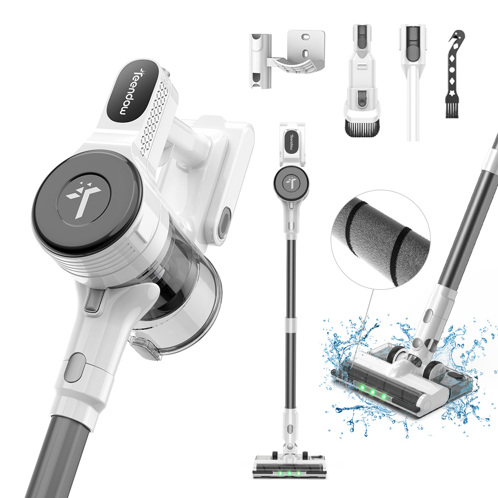 Teendow 마루형 브러시 무선청소기 300W BLDC V09 PRO 차이슨 스틱형 가성비 원룸 청소기+물걸레 키트, 화이트 219,900원