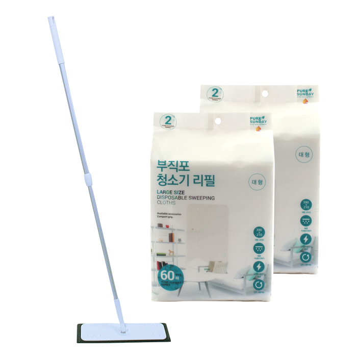 선우랜드 막대걸레 대형 2단 부직포 청소기 + 청소포 3p + 정전기 부직포 청소포 120p 24,500원