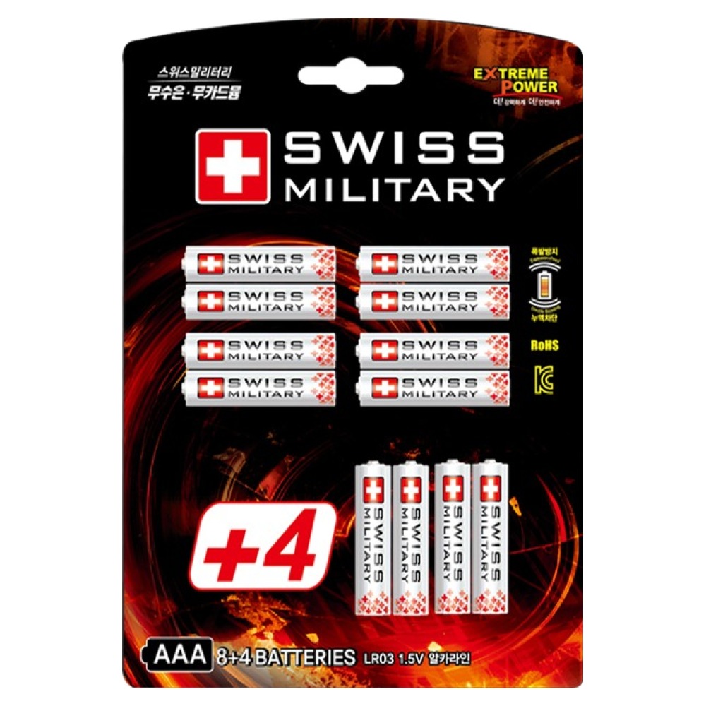 스위스밀리터리 알카라인 AAA 건전지 카드형, 12개입, 1개 4,520원