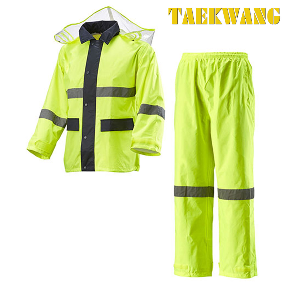 TK-R6920 최고급 형광우의 경찰용우의 형광연녹색 안전우의 코트우의 안전 교통 도로 우의 비옷 우비 태광 70,200원