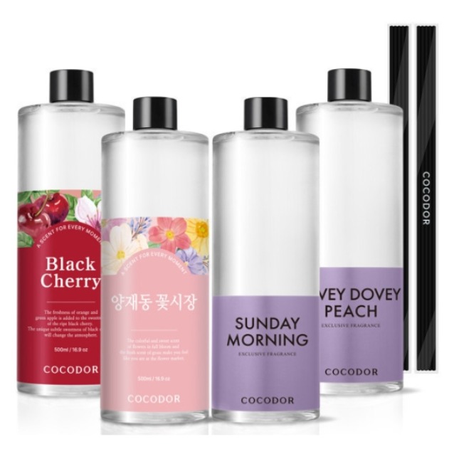 코코도르 디퓨저 리필액 + 리드스틱 5P, 02 퓨어코튼 4개 스틱 20개, 500ml, 4개 27,560원
