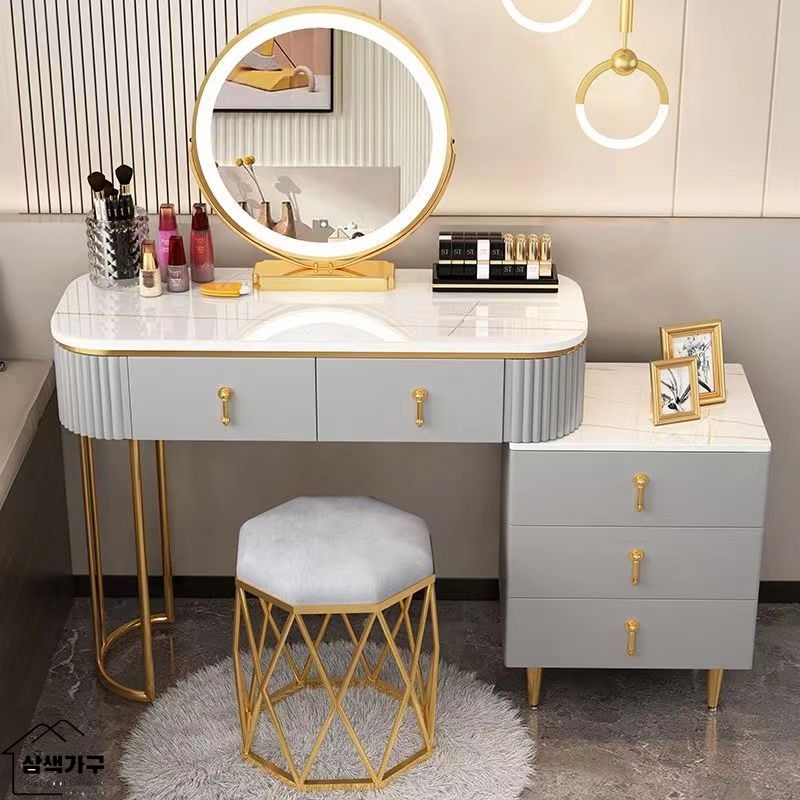 [삼색가구]화장대 명인화장대 북유럽화장대 (화장대+수납장+LED거울+화장 의자) 800mm 1000mm AD-1920(5~9일 도착) 235,000원