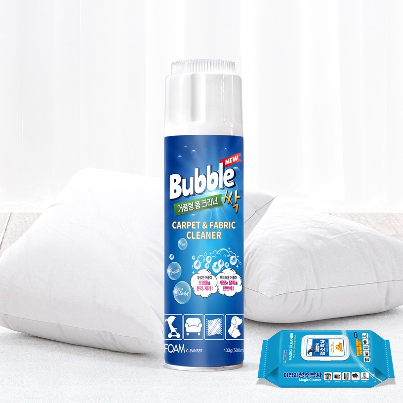 NEW 버블싹 패브릭 소파 폼 클리너 500ml + (사은품) 마법의 청소박사 마법의청소박사 30매 무료증정 19,900원
