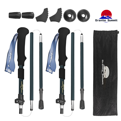 그래니트 서밋 초경량 7075 알루미늄+3K카본 5단 접이식 등산스틱 실크 손목 밴드 2개 접이 길이 35cm~130cm, 블루, 1세트 99,850원
