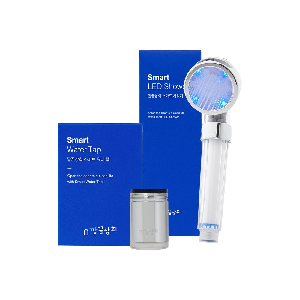 깔끔상회 3색 LED 스마트 샤워기 헤드 + 워터탭 수전 35,900원