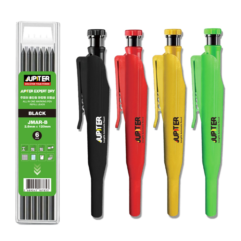 주피터 마킹펜 마커 목공펜 샤프 마킹펜 + 리필 심 세트  빨간색 초록색 노란색 검은색 DIY 산업용 공사용 목공용 피카 페스툴 엑스퍼트 호환 색상랜덤 11,590원