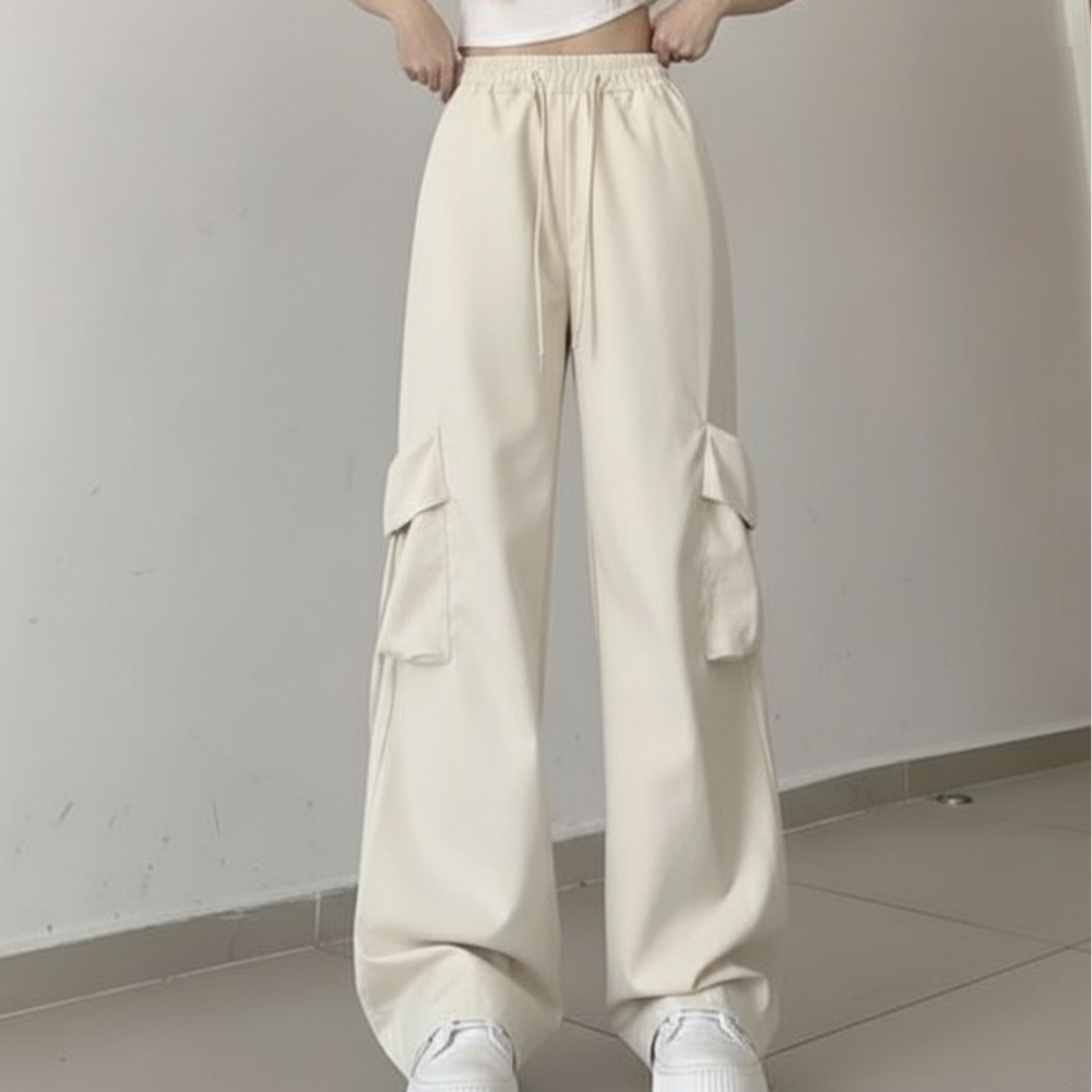 해피엘라 여성용 밴딩 포켓 와이드 카고 팬츠 바지 17,900원