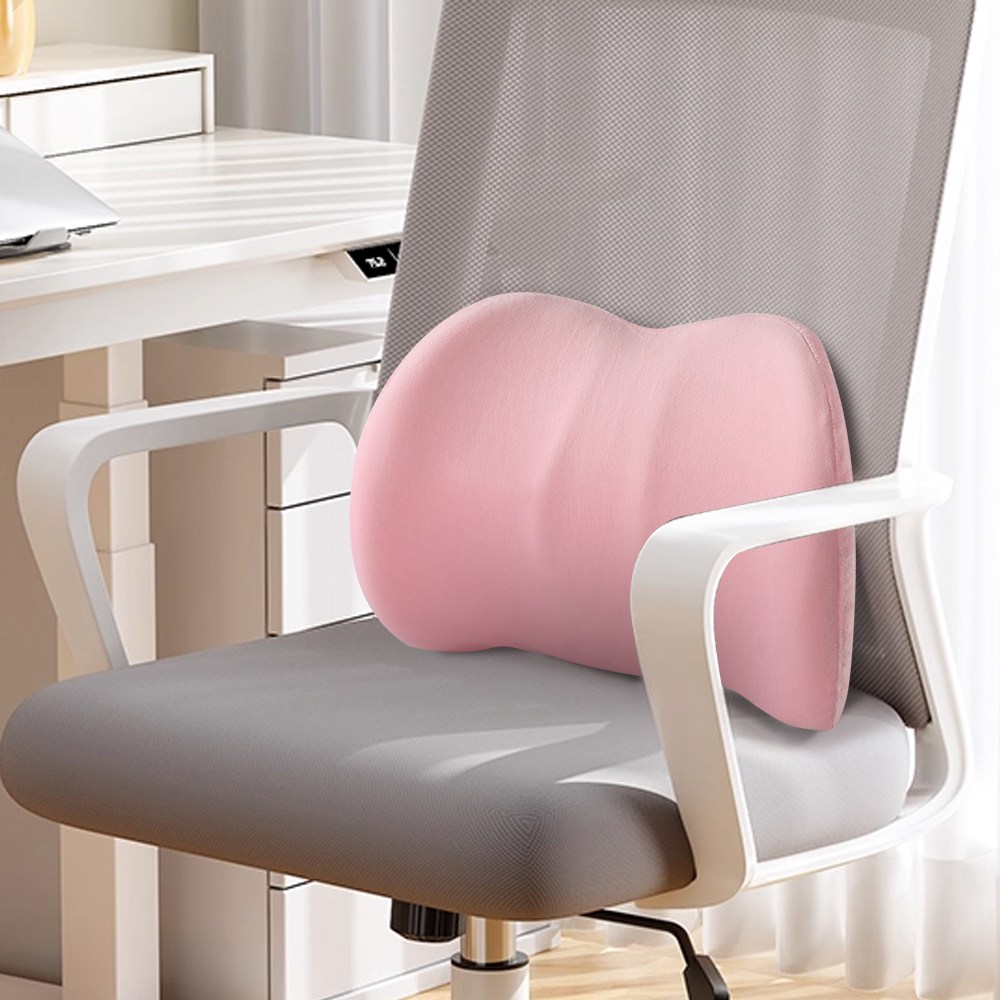Jeernare 사무실 의자 등받이 쿠션 바른자세 의자 허리쿠션 메모리폼 의자 허리받침대 요추지지, 핑크 21,880원