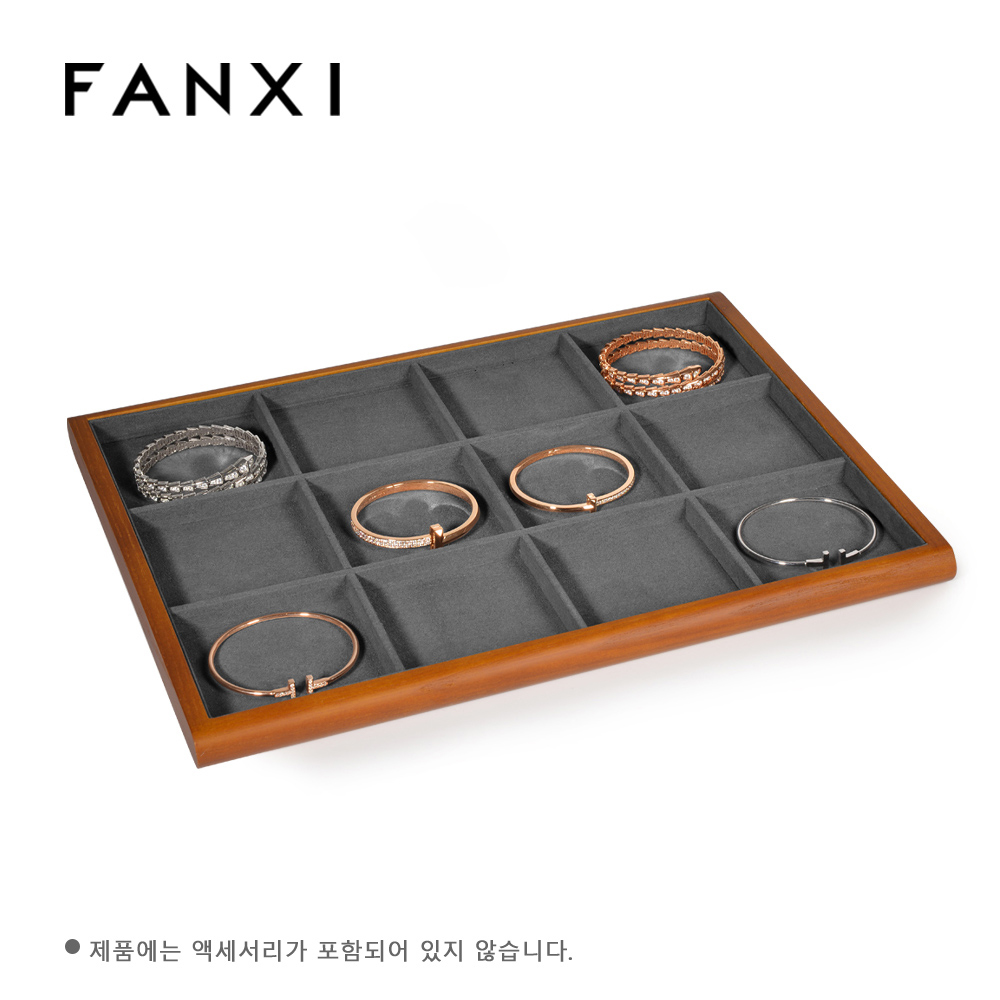 FANXI 레트로 원목 반지 트레이 귀걸이 진열대 팔찌 펜던트 목걸이 정리함 예쁜 주얼리 장식용품 간편 수납정리 진열대 정장 소매점 예쁜 쟁반 보석 선반 매장 장식용 가정용, 차콜 그레이 61,510원